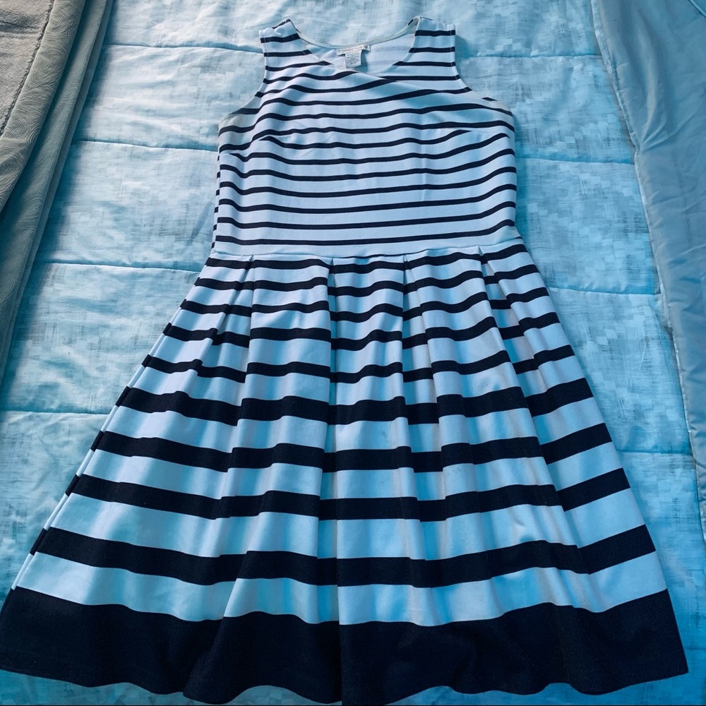 Dark Blue and White Striped Dress